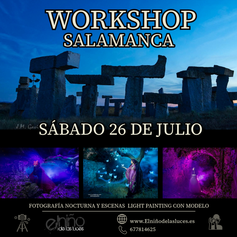Sábado 26 de Julio, Fotografía nocturna y escenas Light painting con modelo. Salamanca