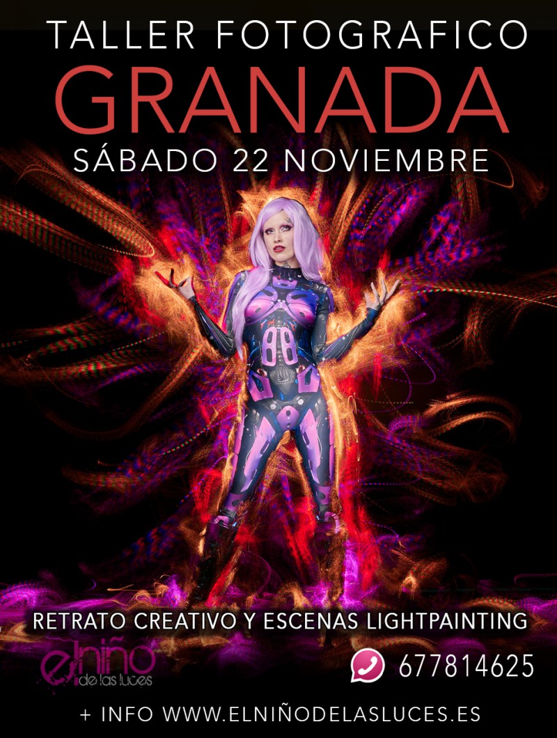 Sábado 22 de Noviembre, Escenas light painting con modelo en Granada.