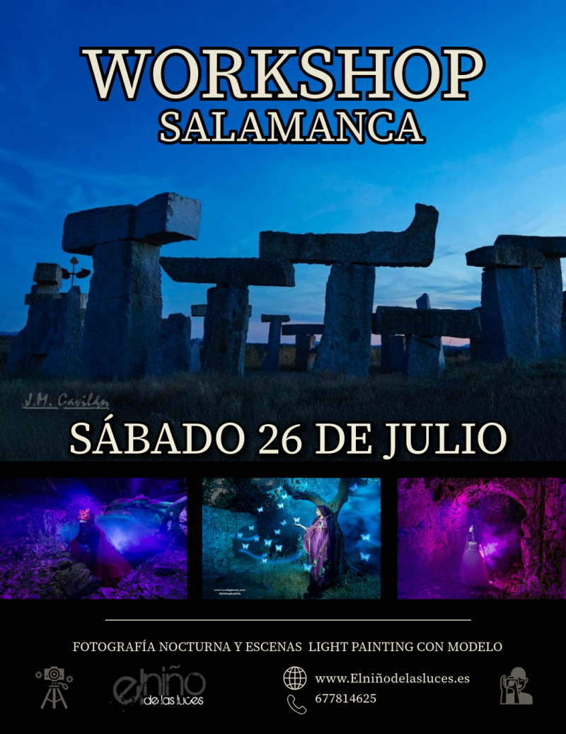 Sábado 26 de Julio, Fotografía nocturna y escenas Light painting con modelo. Salamanca