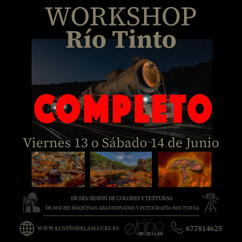 Viernes 13 o Sábado 14 de Junio, Nocturna y pintura de luz en Río Tinto-Huelva